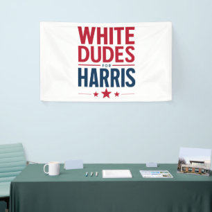 Witte Dudes voor Harris Verkiezing Kamala Harris 2 Spandoek