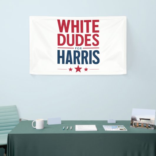 Witte Dudes voor Harris Verkiezing Kamala Harris 2 Spandoek (Beurs)