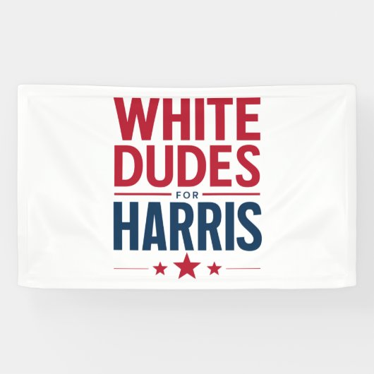 Witte Dudes voor Harris Verkiezing Kamala Harris 2 Spandoek (Horizontaal)