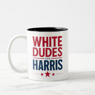Witte Dudes voor Harris Verkiezing Kamala Harris 2 Tweekleurige Koffiemok