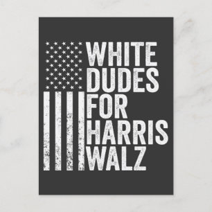 Witte Dudes voor Harris Walz Amerikaanse vlag verk Aankondigingskaart