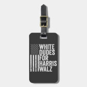 Witte Dudes voor Harris Walz Amerikaanse vlag verk Bagagelabel (Voorkant verticaal)