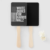 Witte Dudes voor Harris Walz Amerikaanse vlag verk Handwaaier (Voorkant en achterkant)