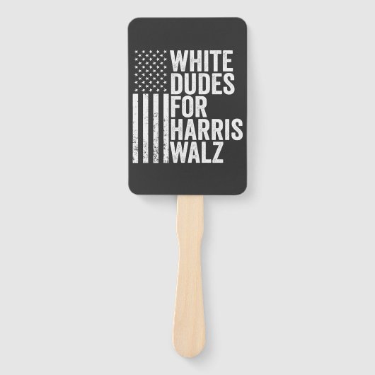 Witte Dudes voor Harris Walz Amerikaanse vlag verk Handwaaier (Voorkant)