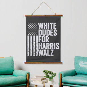 Witte Dudes voor Harris Walz Amerikaanse vlag verk Hangend Wandkleed