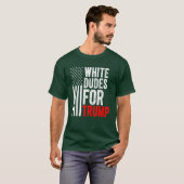 Witte Dudes voor Trump 2024 Amerikaanse vlag T-shirt (Voorkant volledig)