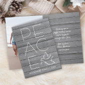 Witte Duif 1 foto Moderne Vrede Grijs Hout Gevouwe Feestdagen Kaart