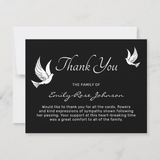 Witte duif begrafenis eenvoudig dank u | Sympathie Bedankkaart (Voorkant)