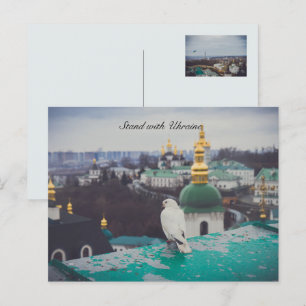 Witte duif bij orthodox klooster briefkaart