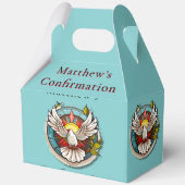 Witte Duif Blauwgroen Blauw Bevestigingsfeest Bedankdoosjes (Voorkant)