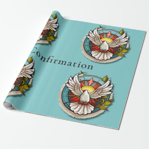 Witte Duif Blauwgroen Blauw Bevestigingsfeest Cadeaupapier