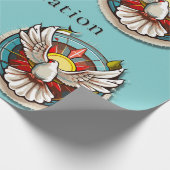 Witte Duif Blauwgroen Blauw Bevestigingsfeest Cadeaupapier (Hoek)