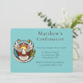 Witte Duif Blauwgroen Blauw Bevestigingsfeest Kaart (Staand voorkant)
