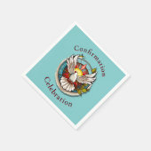 Witte Duif Blauwgroen Blauw Bevestigingsfeest Servet (Hoek)