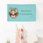 Witte Duif Blauwgroen Blauw Bevestigingsfeest Spandoek (Insitu)