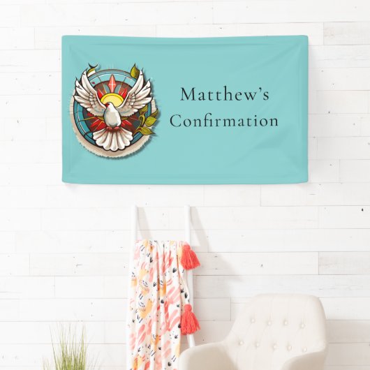 Witte Duif Blauwgroen Blauw Bevestigingsfeest Spandoek (Insitu)