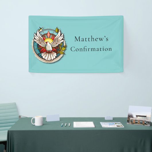 Witte Duif Blauwgroen Blauw Bevestigingsfeest Spandoek (Beurs)