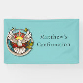 Witte Duif Blauwgroen Blauw Bevestigingsfeest Spandoek (Horizontaal)