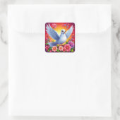 Witte Duif Bloem Sticker Vreedzame Vogel Kunst (Tas)