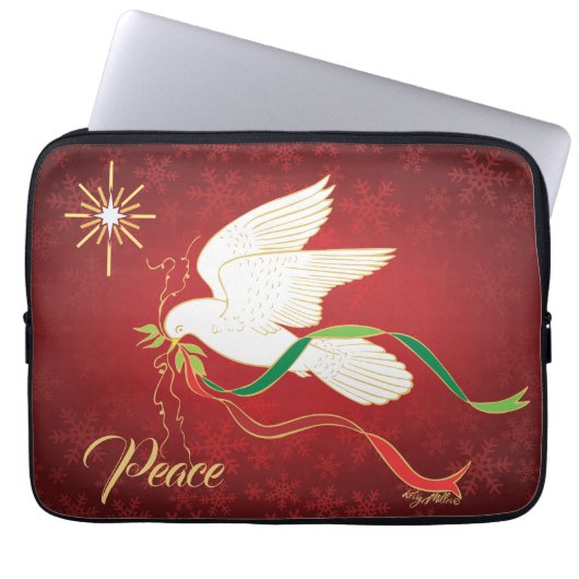 Witte Duif Brengt Vrede Laptop Sleeve (Voorkant)