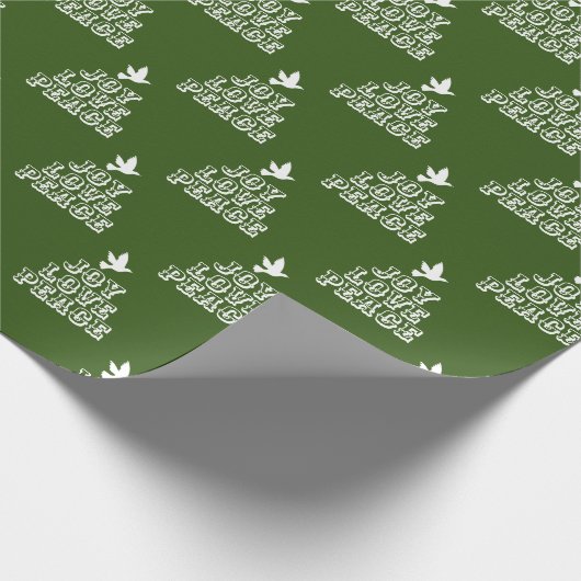 Witte duif donkergroene vreugde houdt van kerstmis cadeaupapier (Hoek)