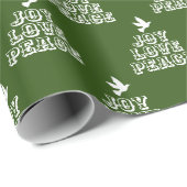 Witte duif donkergroene vreugde houdt van kerstmis cadeaupapier (Rol Hoek)