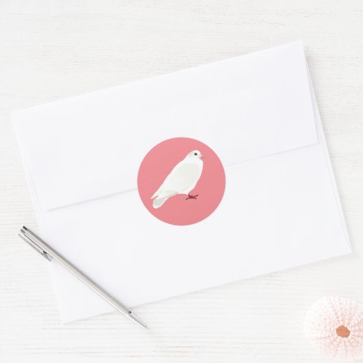 Witte duif (duif) ronde sticker (Envelop)
