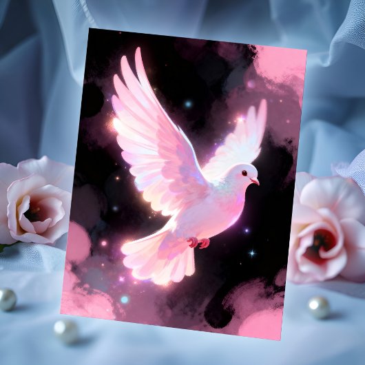 Witte Duif Etherische Liefde Roze Wolken Hemels Briefkaart