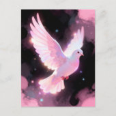 Witte Duif Etherische Liefde Roze Wolken Hemels Briefkaart (Voorkant)
