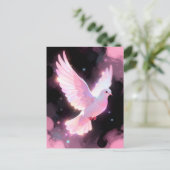 Witte Duif Etherische Liefde Roze Wolken Hemels Briefkaart (Staand voorkant)