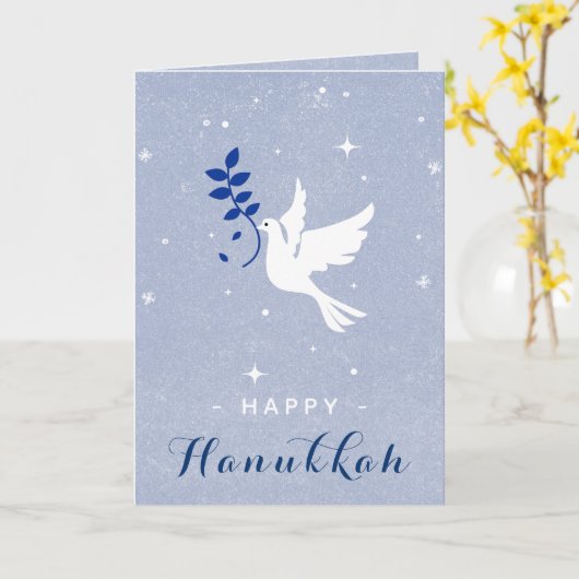 Witte Duif Gelukkig Hanukkah Glitters & Sneeuwvlok Kaart (Gele Bloem)