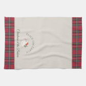 Witte Duif Gepersonaliseerde Familienaam Kerstmis Theedoek (Horizontaal)