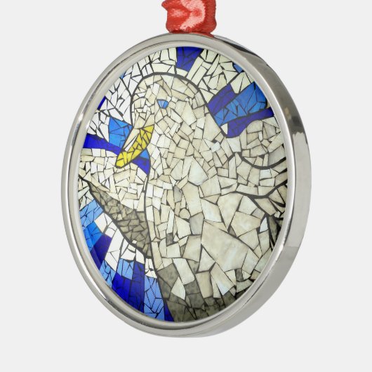 Witte duif Glas in lood kerstboom Ornament (Links)