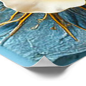 Witte Duif in Blauw Lijst Poster (Hoek)