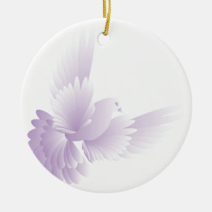 witte duif in blauwe hemel 3 keramisch ornament