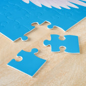 witte duif in blauwe hemel 3 legpuzzel (Zijkant)