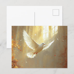 Witte duif in het lichtschilderij briefkaart