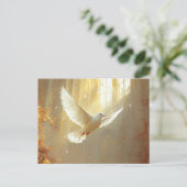 Witte duif in het lichtschilderij briefkaart (Staand voorkant)