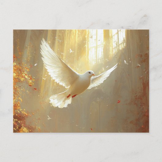 Witte duif in het lichtschilderij briefkaart (Voorkant)