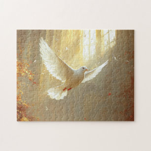 Witte duif in het lichtschilderij legpuzzel