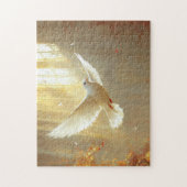 Witte duif in het lichtschilderij legpuzzel (Verticaal)