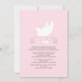 Witte duif in roze religieuze uitnodiging (Voorkant)