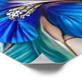 Witte duif in sierlijke blauwe lijst poster (Hoek)