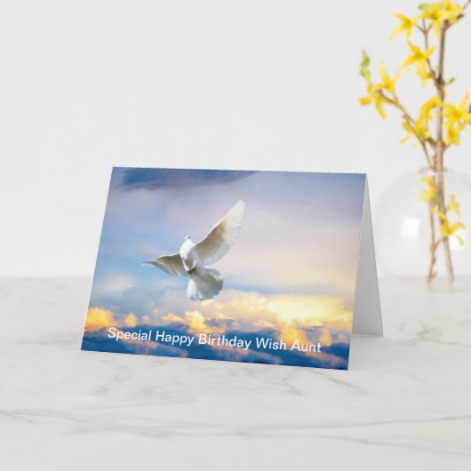 Witte duif in vlucht kaart (Gele Bloem)