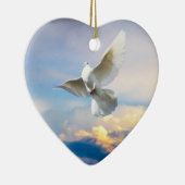 Witte duif in vlucht keramisch ornament (Rechts)