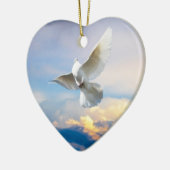 Witte duif in vlucht keramisch ornament (Links)