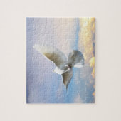 Witte duif in vlucht legpuzzel (Verticaal)