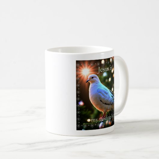 Witte duif & Jezus is mijn leidende licht Koffiemok (Voorkant rechts)