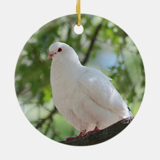 Witte duif keramisch ornament (Achterkant)