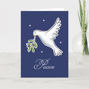 Witte duif kerstkaart met tekst "Vrede" Kaart